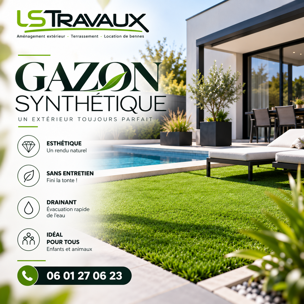 Pose de gazon synthétique